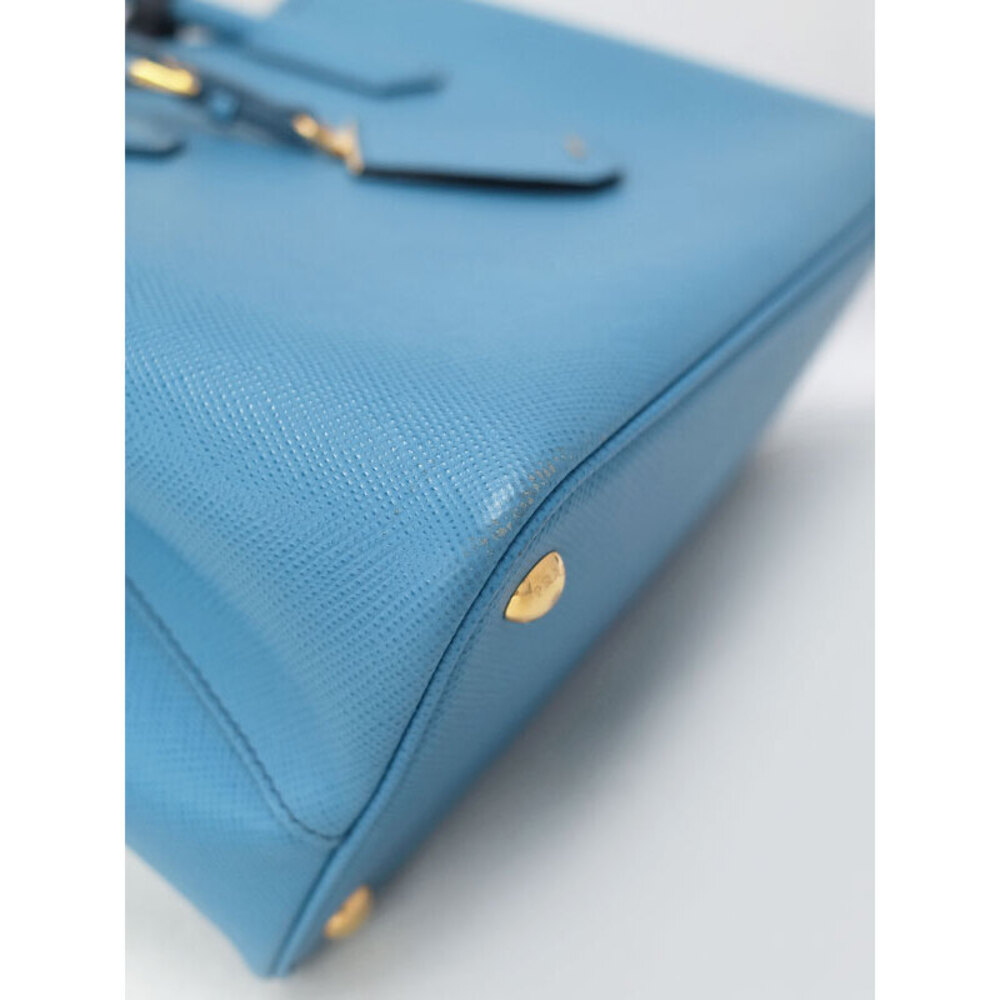 Prada Double Saffiano leather tote bag top handles Blue - Picture 4 of 9